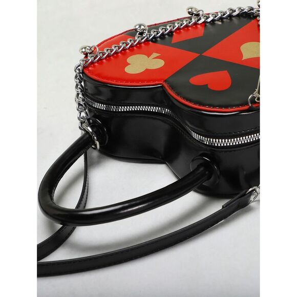 Harley Quinn Style Heart-Shaped Card Suits Crossbody Bag  with chain decor - Picture 3 of 5